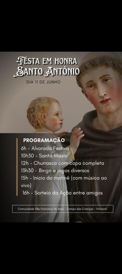 Festa na comunidade Campo das Crianças em Virmond será neste domingo (11/06)